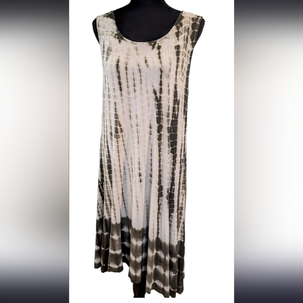 Olive green and white tie dy tank dress, Sunday by Dressbarn